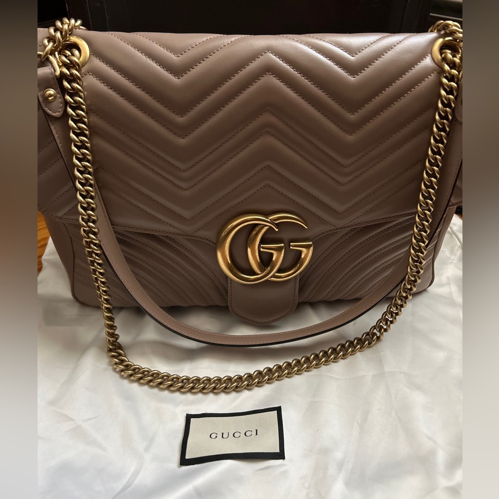 Gucci GG Marmount Large Leather Chain Bag